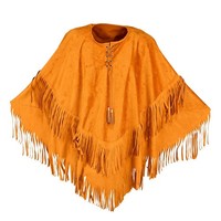 Extravaganter Hippie Fransen-Poncho FüR Damen Und Herren Braun KostüM