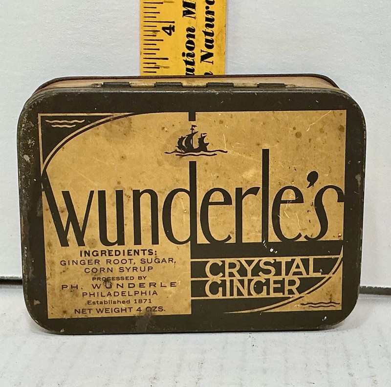 Unusual Vintage Spice Tin "Wunderles" Odd Container Boat Graphics