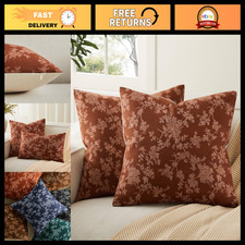 Set of 2 24x24 Inch Cotton Farmhouse Throw Pillow Covers - Terracotta Decorative