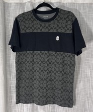 COACH Signature Shirt Mens Small Black All Over Print Designer RARE AOP