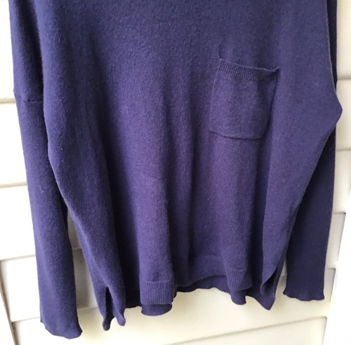 Skin And Threads Jumper 100% Cashmere Blue 4 L 14 Knit Navy Pullover Sweater EUC - Picture 4 of 9