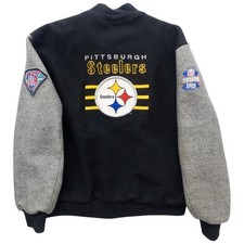 1990's Pittsburgh Steelers Football Varsity Wool Coat Jacket Men's 2XL
