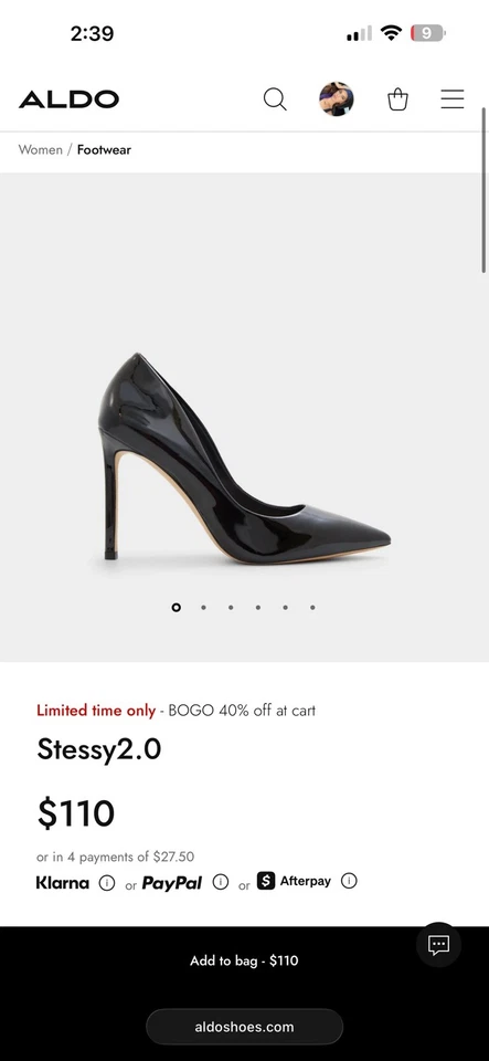ALDO Stessy2.0 Almohada Walk Pump Talla 7 Negro  Foto 4 de 4