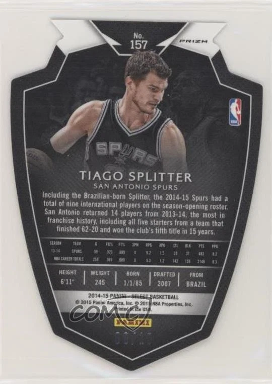 2014-15 Panini Select Premier Level Gold Prizm /10 Tiago Splitter #157 - Image 2 of 2