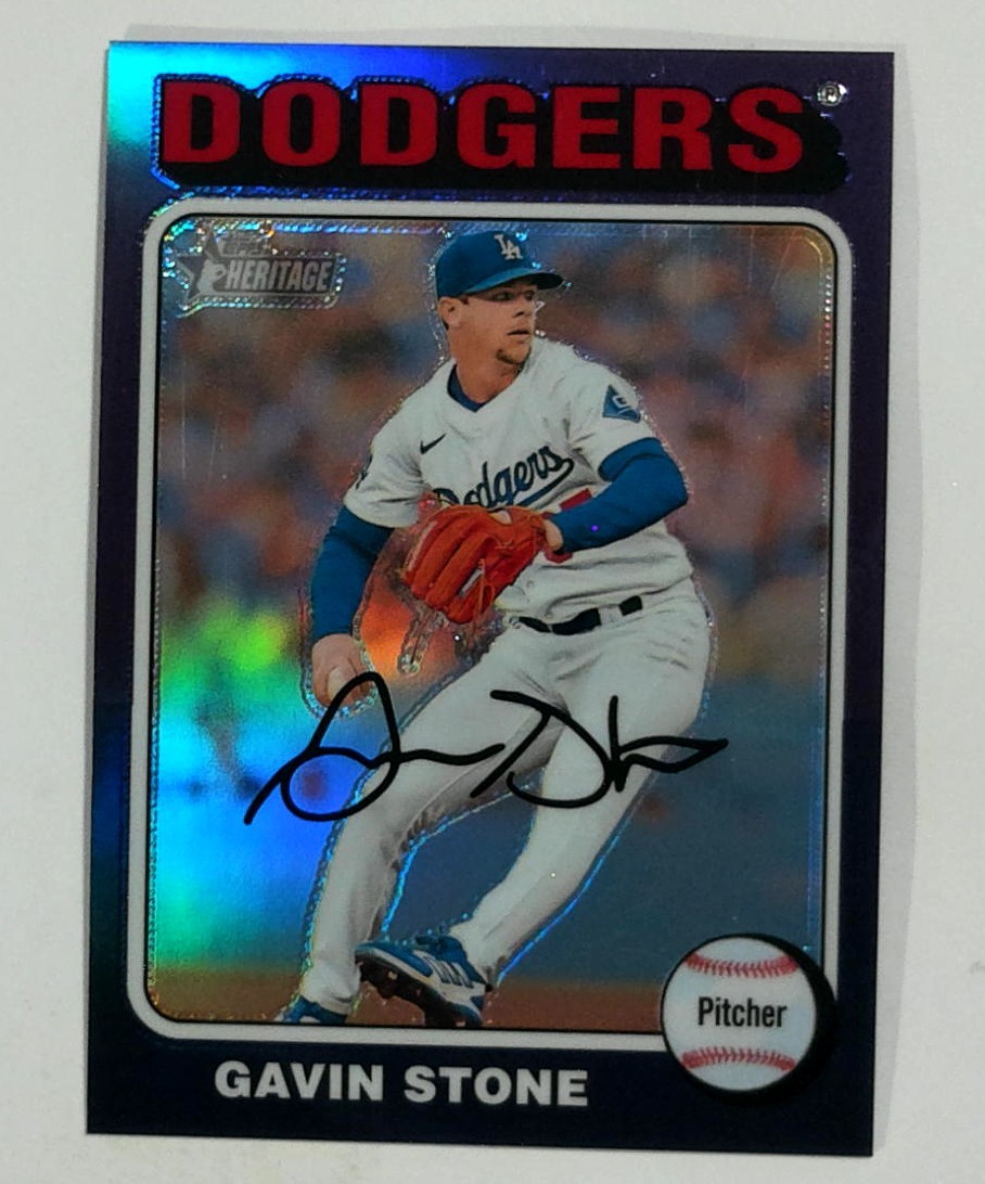 2024 Topps Heritage #642 Gavin Stone Chrome Purple Refractor Los Angeles Dodgers