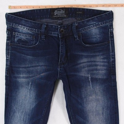 Herrens SuperDry SKINNY Slim Elasthan Blau Jeans W32 L30