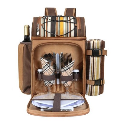 Hap Tim Picnic Basket Backpack for 2 Person with 2 Insulated 2 Person, Brown