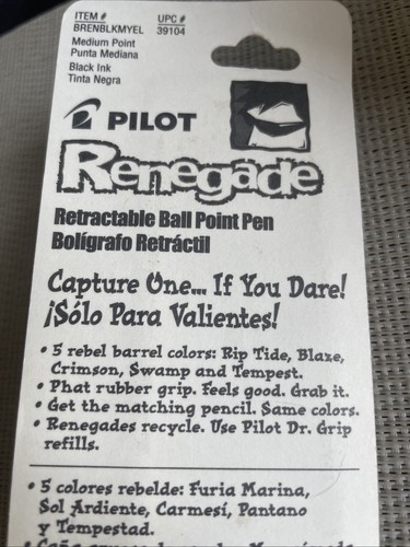 NOS Pilot Renegade YELLOW/BLACK -Black Ink Ball Point Pens VTG Japan Rubber Grip - Picture 7 of 7