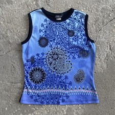 Vintage 90s Paisley Print Tank Top by Espresso Y2k Rave Size Medium Made in USA
