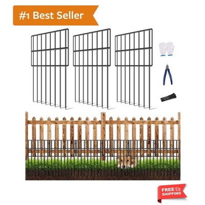 17inH x10ftL Garden Animal Barrier Fence, No Dig Decorative Fences, 1.5in Spi...