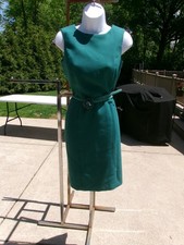 TALBOTS JADE GREEN SHEATH DRES WITH FLOWER BELT 6