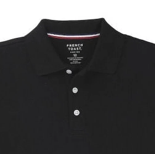French Toast Little Boys School Uniform Pique Polo Shirt 2-Pack Black Size 4 - Image 2 of 4