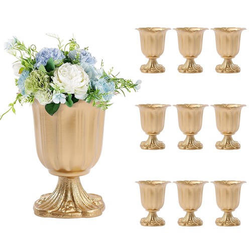 10 Pcs Metal Golden Trumpet Vase Elegant Wedding Centerpieces Vases Party Decor - Picture 11 of 11