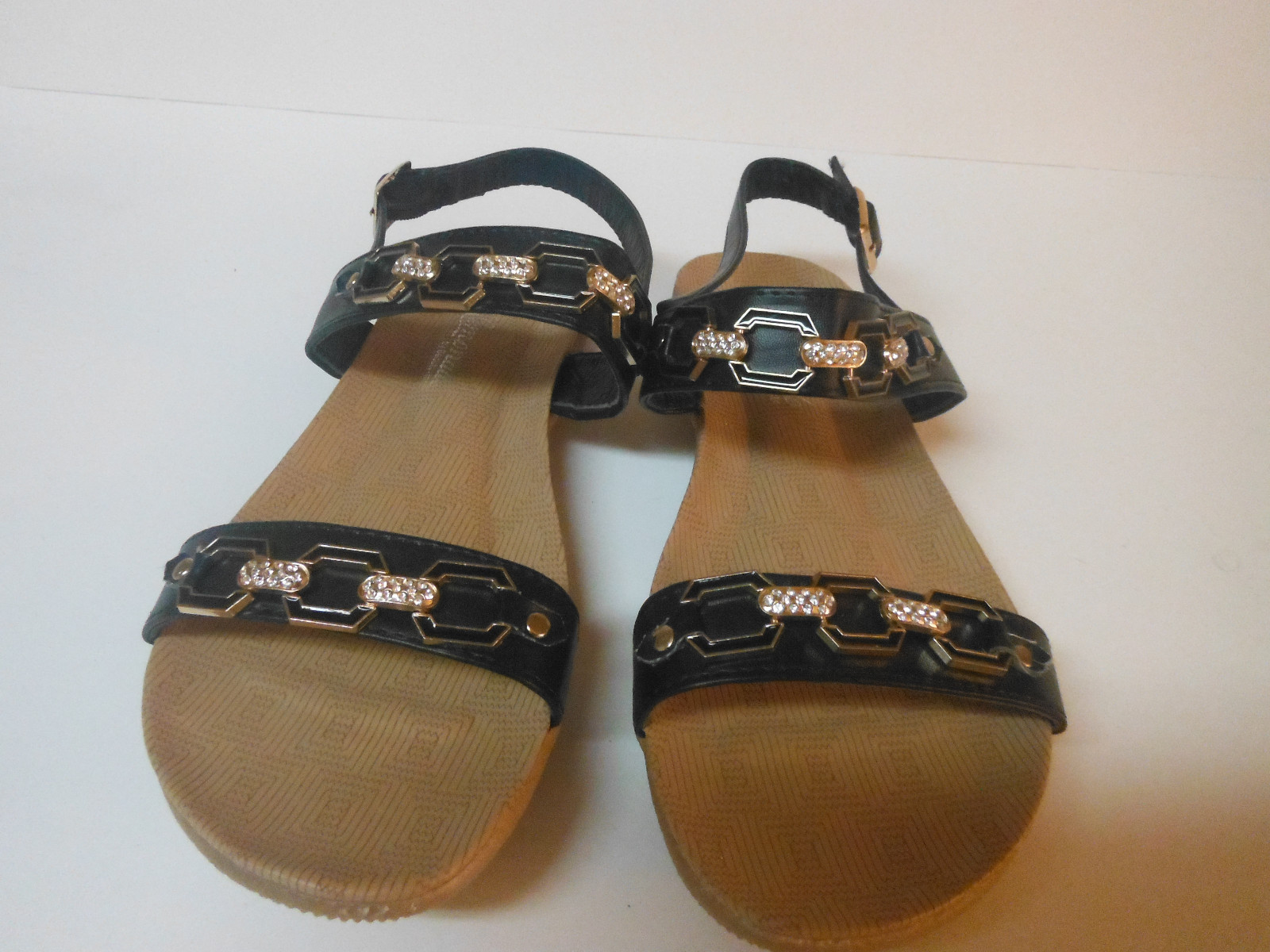 APL LEMONADE Sandali Donna Nero Abbronzato Ottone Accenti Strass Taglia 10 M