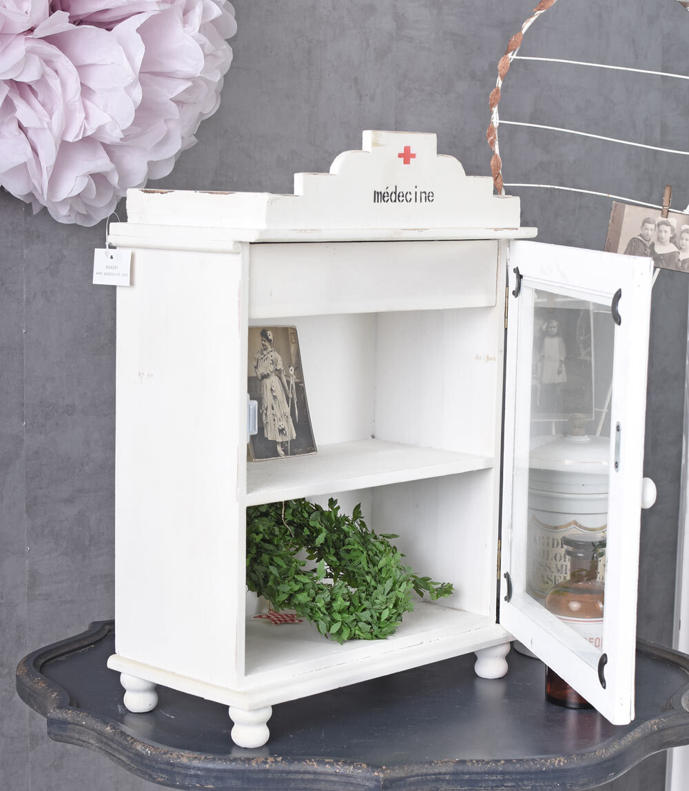 Medizinschrank Wandschrank Shabby Chic Arzneischrank Hängevitrine Antik Vitrine