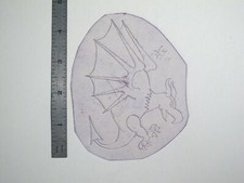 vtg 1960s 70s Tattoo Flash acetate stencil Cartoonish Dragon signed DR1