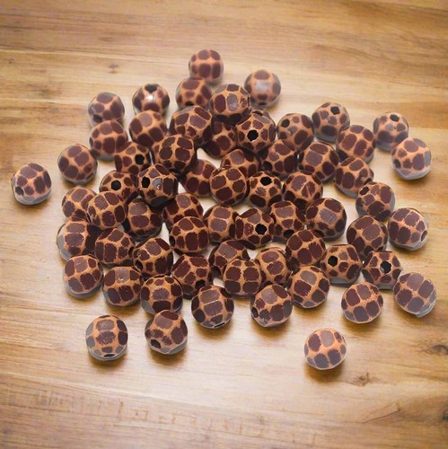 100 Gm Acrylic Wooden Finish Football Beads Brown 5 mm - Picture 5 of 8