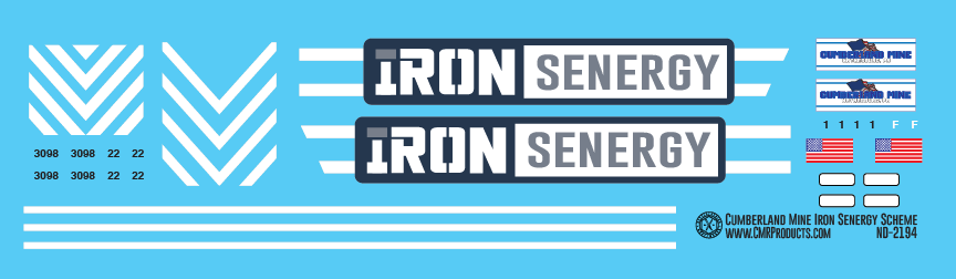 HO Scale - Cumberland Mine Iron Senergy Locomotive Decals