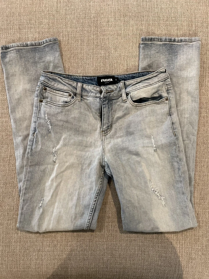 Pantalones de mezclilla RSQ Jeans NIÑOS Talla 18 EE. UU. Calce ajustado Negro Súper ajustado Azul Distress Foto 2 de 4