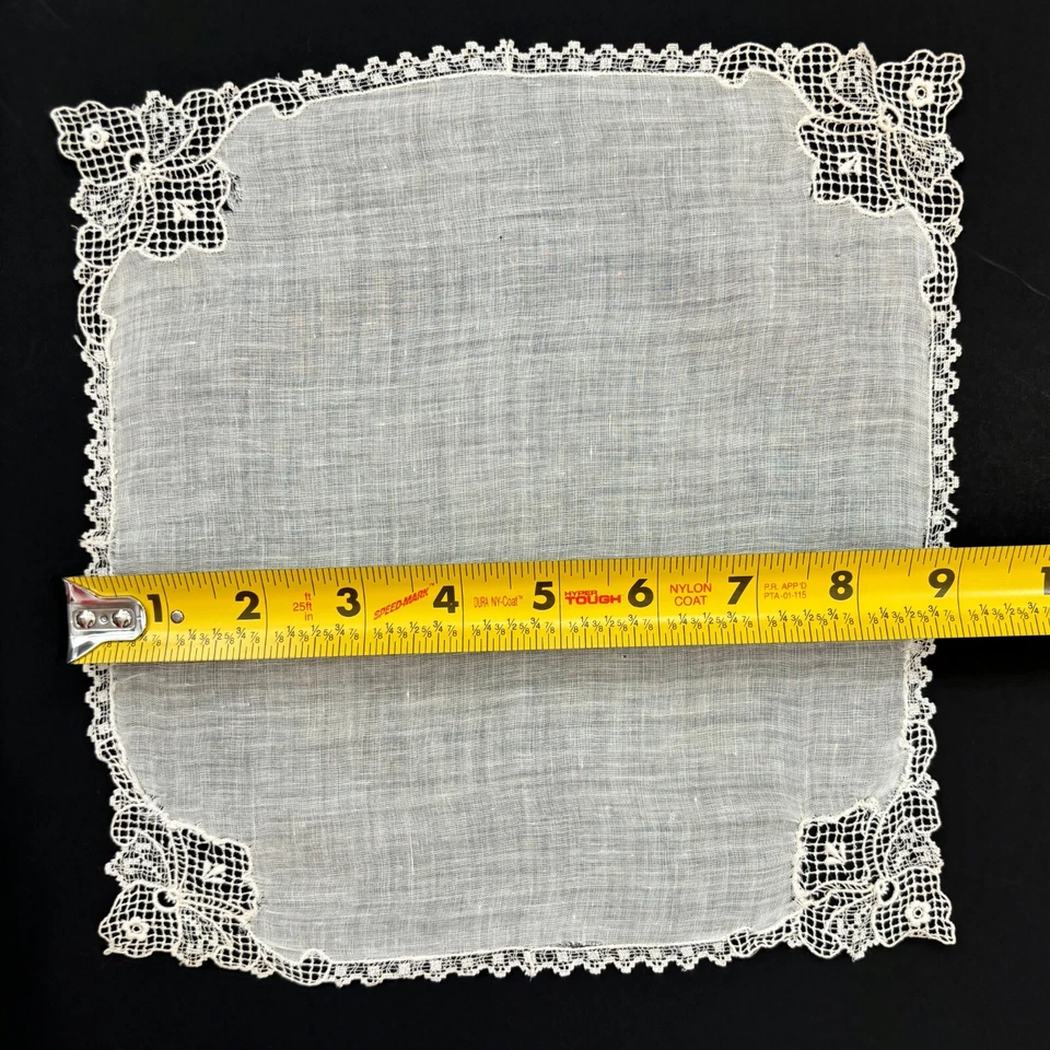 Pañuelo de boda de encaje de reliquia de lino novia casa de campo núcleo delicado femenino Foto 4 de 4