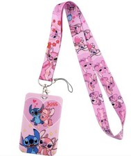 Stitch And Angel Lilo and Stitch Lanyard ID Badge Holder Keychain Neck Strap