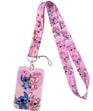 Stitch And Angel Lilo and Stitch Lanyard ID Badge Holder Keychain Neck Strap