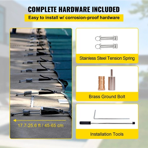 Durable Pool Cover for In-Ground Pools 14x26 to 20x40 ft with Complete Hardware - Picture 5 of 13