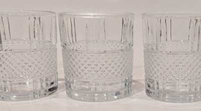 Set/3 BRILLANTE Whiskey Double Old Fashion Glasses Royal Crystal Rock 11 oz 3.75
