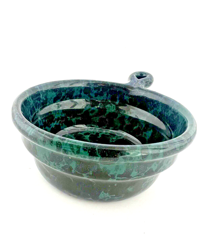 Vintage Bennington Pottery #1894 dg Soup Bowl Green/Black Agate Loop Handle - Picture 3 of 6