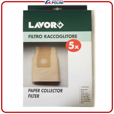 LAVORWASH LAVOR 5.212.0016 5pz SACCHETTI RICAMBIO FILTRI CARTA ASPIRAPOLVERE LAVOR 20L