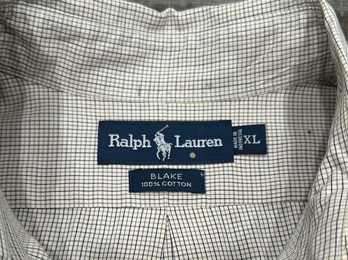 Polo Ralph Lauren Blake Para Hombres Camisa Abotonada A Cuadros Azul Tostado XL Preppy Trabajo - Imagen 2 de 4