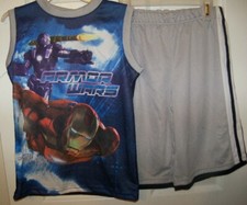 Iron Man Ironman Armor Wars Shorts Shirt Set Boys Size 8 NWT