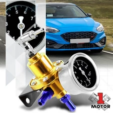 Gold Aluminum 160 PSI Adjustable 1:1 Fuel Pressure Regulator+Liquid kPa Gauge