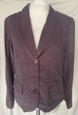 Adini 100% Cotton Lined Babycord Jacket Collared 2 Side Pockets Semi Fitted Xs