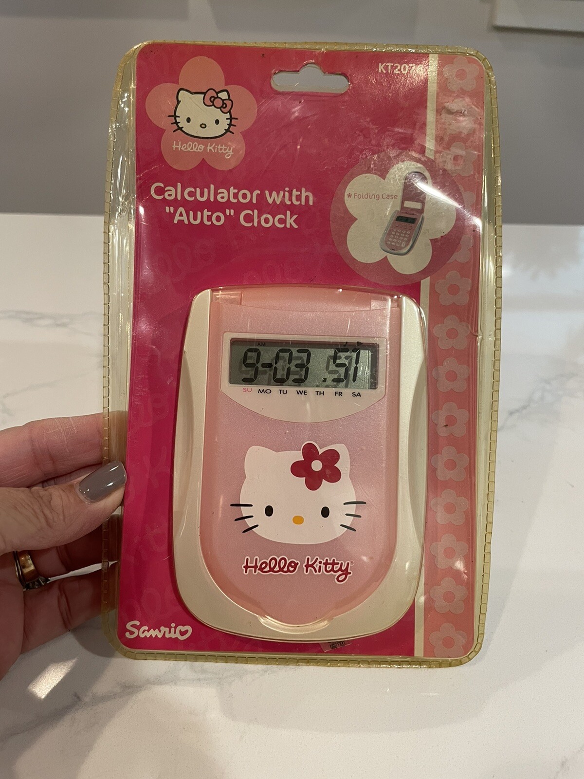 Vintage Sanrio Hello Kitty Calculator with Auto Clock KT2076 Sealed New-image