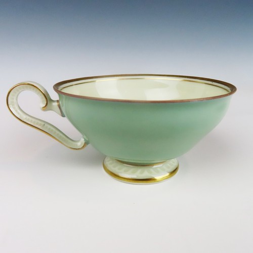 Royal Tettau Small Tea Cup and Saucer Jade Green Gold Trim Germany US Zone - Picture 7 of 11