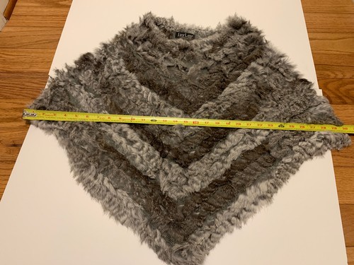 The Jayley Collection Real Fur Poncho Shawl Wrap Black Brown - Picture 11 of 12
