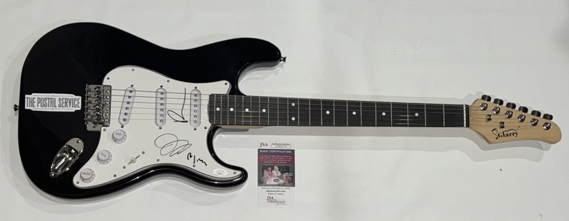 THE POSTAL SERVICE SIGNED GUITAR BEN GIBBARD JENNY LEWIS JIMMY VERY RARE JSA COA