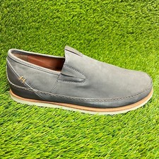 Chaco Thompson Mens Size 10 Gray Casual Leather Slip On Driving Loafer Shoes