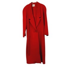 Linda Richards Long Red Vintage Wool Blazer Duster Coat Made In Usa Size 12