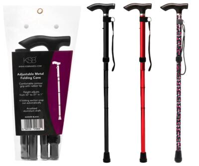 Klappbarer Gehstock verstellbar Metall klappbarer Stock Gummi oben & konturierter Griff