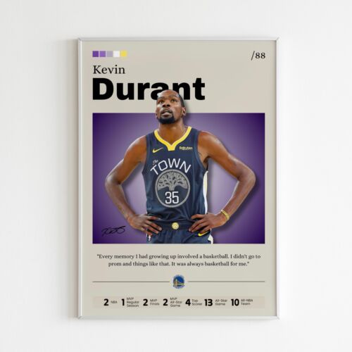 Kevin Durant Poster, Golden State Wandkunst, Basketballdruck, Kriegerdruck - Bild 1 von 10