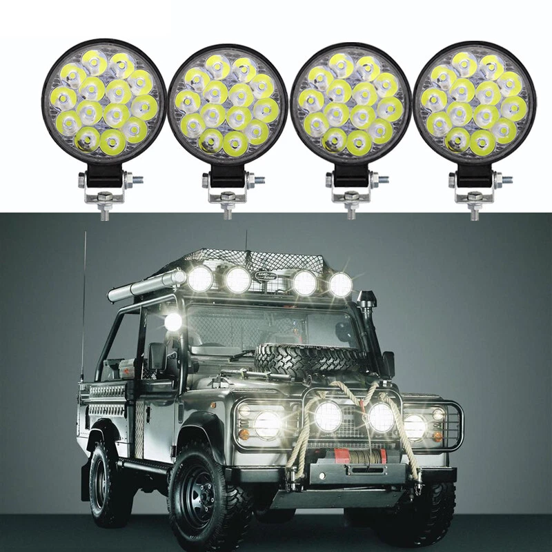 42W Round LED Work Light Spotlight 14 LED Light Bar For 4x4 Offroad Truck  Lamp