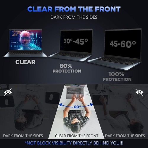 14" Privacy Filter Screen Protector Anti-Spy/Glare Widescreen Notebook Laptop - Afbeelding 3 van 8