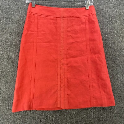 Ann Taylor Skirt Womens 2 Coral Linen A-Line Knee Length Beachy Coastal Boho