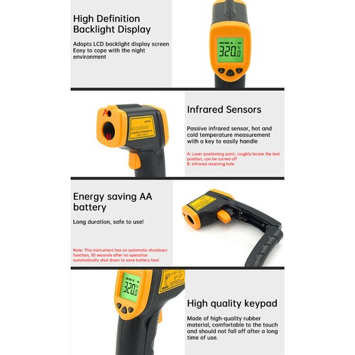 Digital Infrared Thermometer Laser Temperature Meter Non-contact IR LCD Detector - Bild 22 von 28