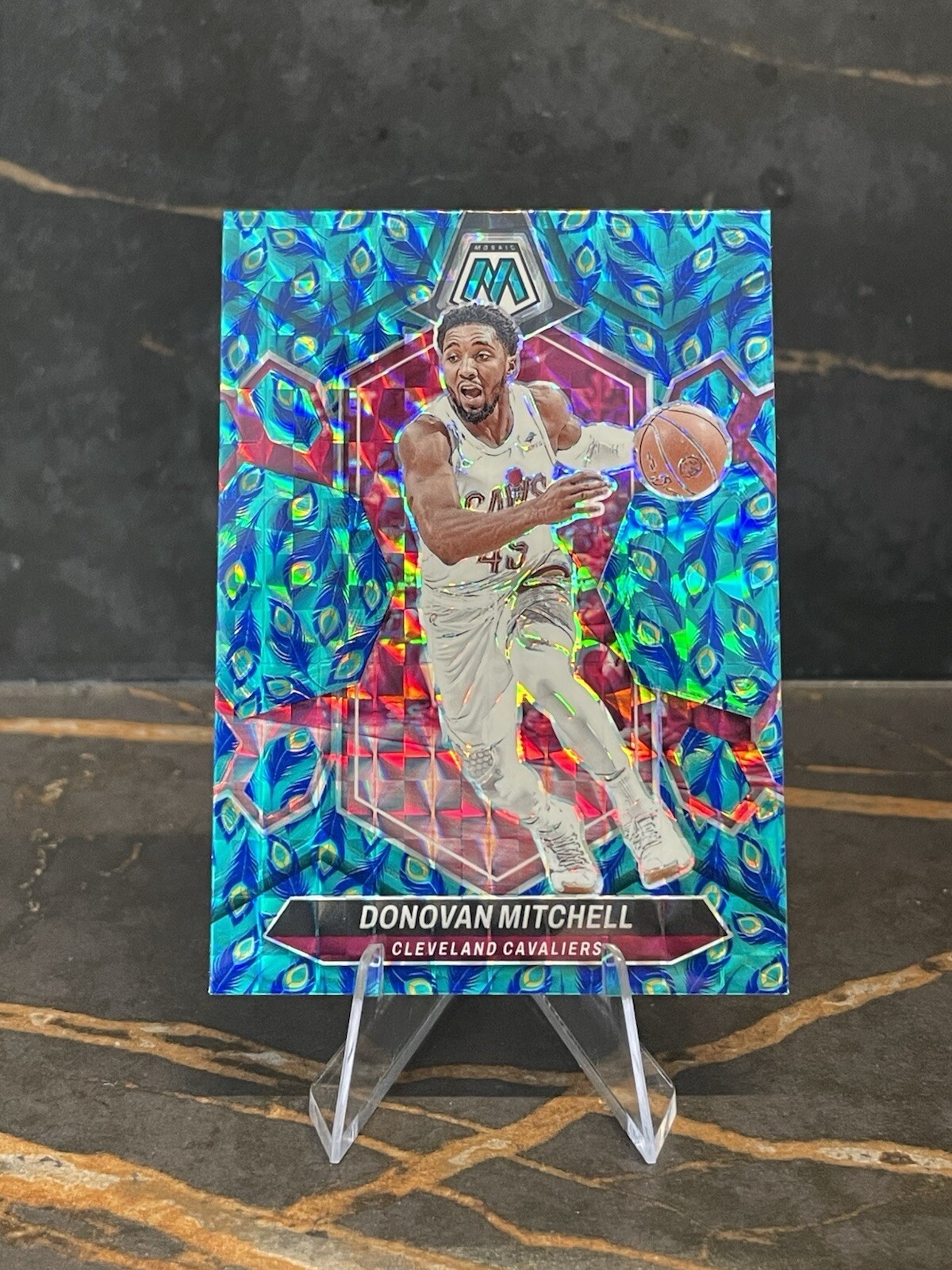 2023-24 Panini Mosaic Donovan Mitchell Base Mosaic Choice Peacock No. 143 SSP