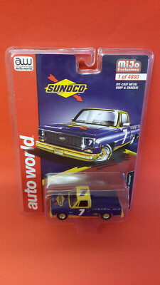 AUTO WORLD MIJO EXCLUSIVE SPECIAL EDITION 1/64 1973 CHEVROLET CHEYENNE SUNOCO .