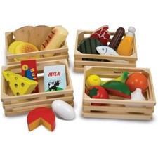 Melissa Doug Food Groups Wooden Educational Toys 21pc 4 Crates Hand Painted