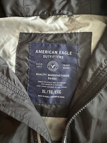 GREAT American Eagle Jacket Windbreaker Hooded Mens XL Black Gray Zip Up - Picture 4 of 4